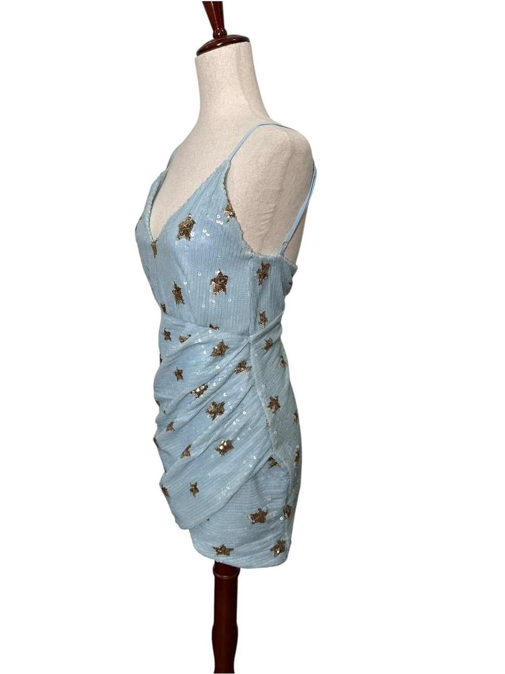 Superdown REVOLVE  Dina Light Blue Sequins Star-Embellished Mini Dres. Party. S - Picture 7 of 16